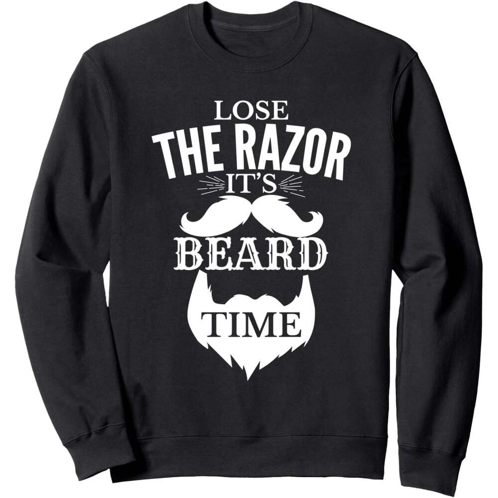 Long Sleeve Shirts for Men sweatshirt Loose The Razor It Is Beard Time Hipster Sweatshirt T shirt Tee Streetwear Casual tops clothes