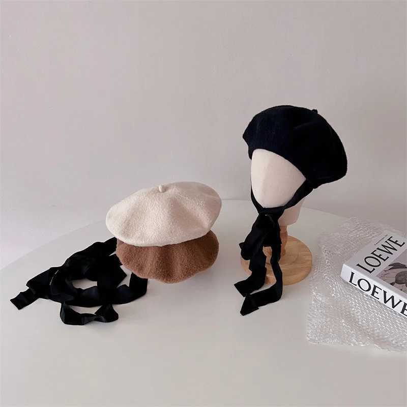 MILANCEL New Autumn Kids Hat Children Woolen Cloth Lace Up Hat Girls Beret M240821
