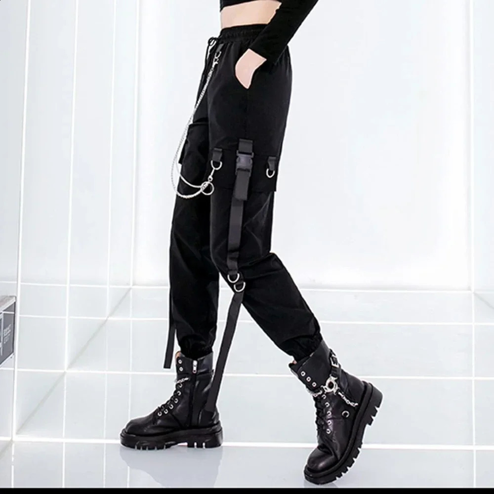 SpringSummer Womens Black Casual Pants Korean Style Ins Hip Hop Student Loose High Waist Ultra Thin Leg Freight Fashion 240821