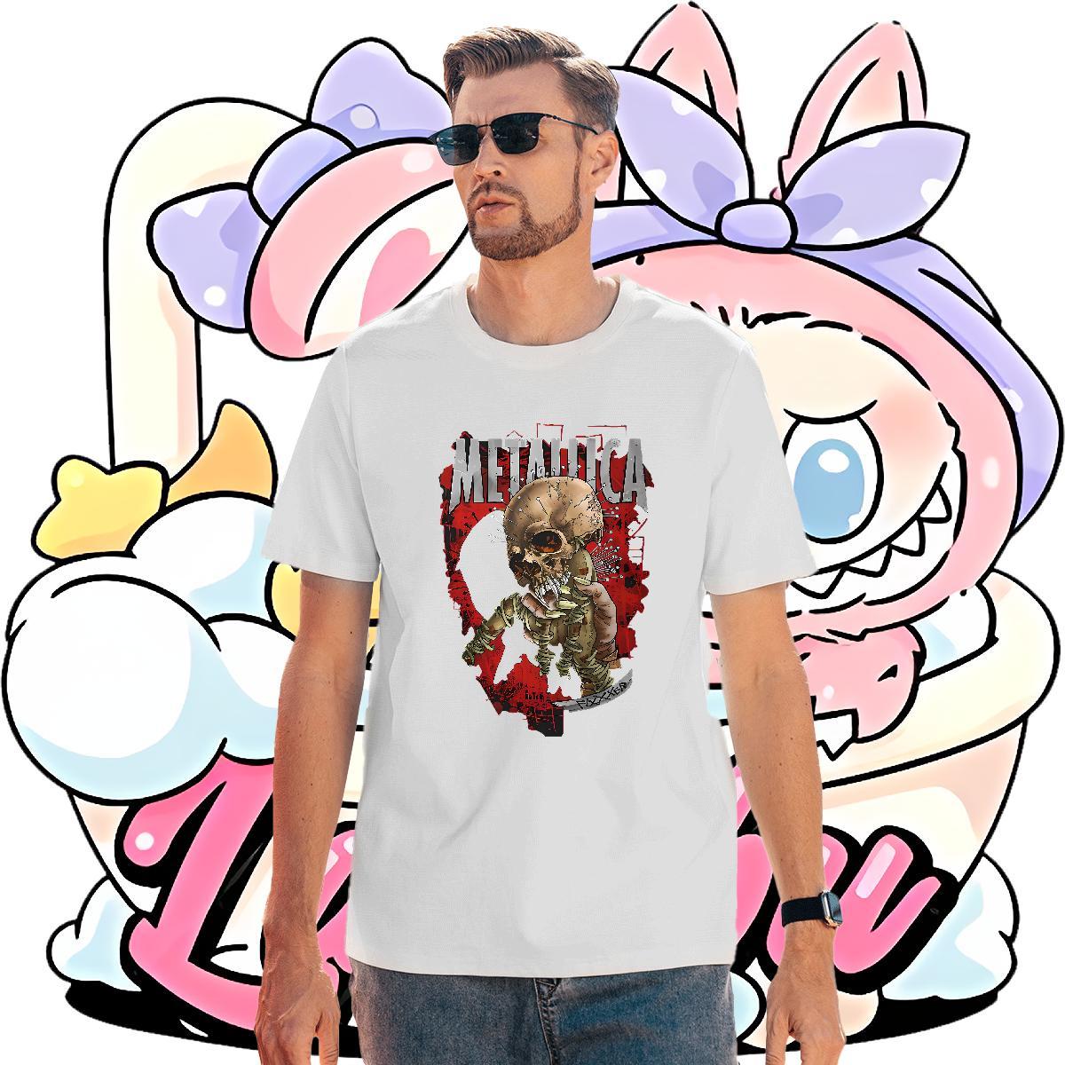 Classic skull Men Tees 100% Cotton 230g T Shirt For Man Custom Print Oversized Hip Hop Round Neck Short Sleeve Soft Polos