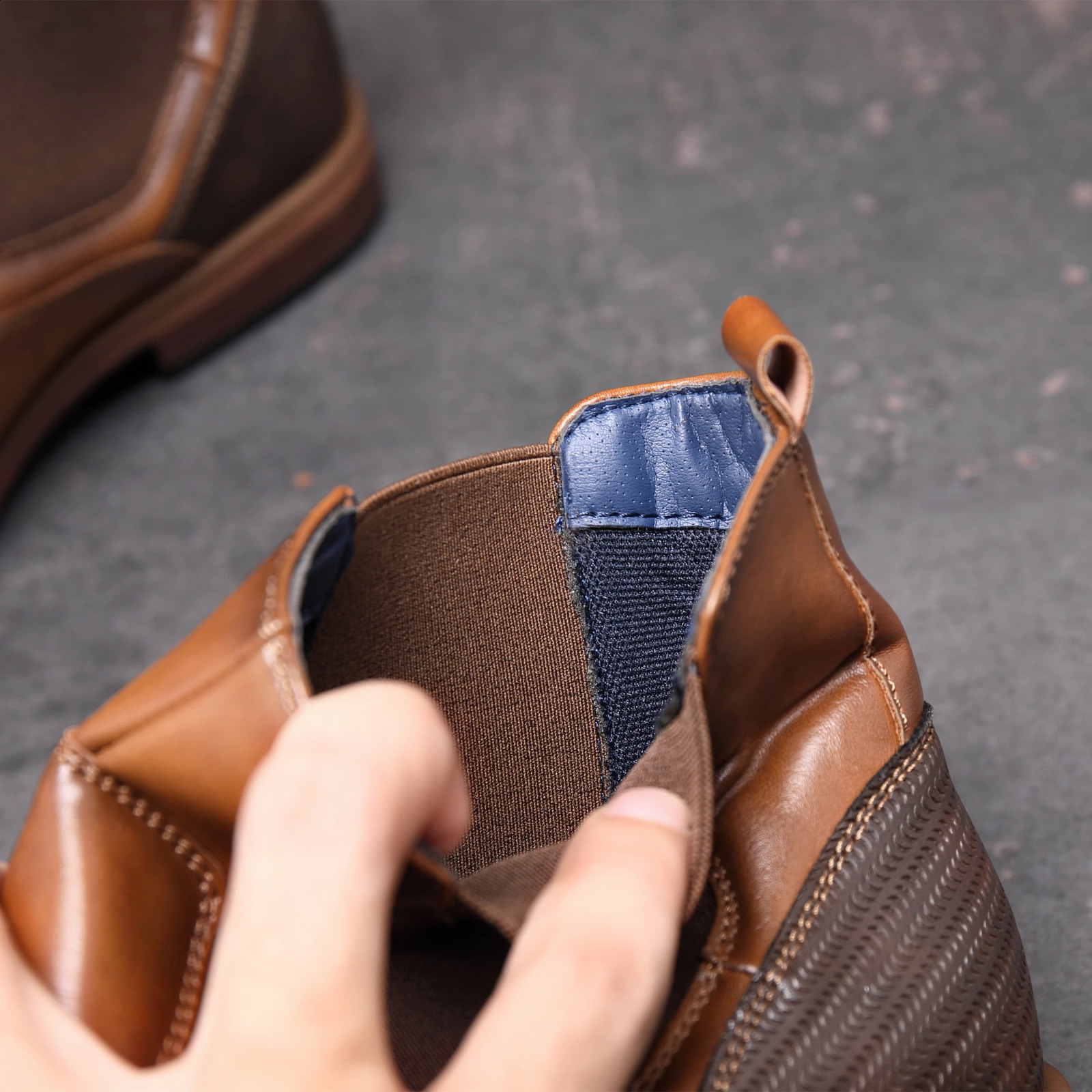 BHKH 2024 Mens Chelsea Boots Winter Mens Boots Soft Leather Elastic Band Ankle Boots Intelligent Formal Business Dress Shoes Mens 240821