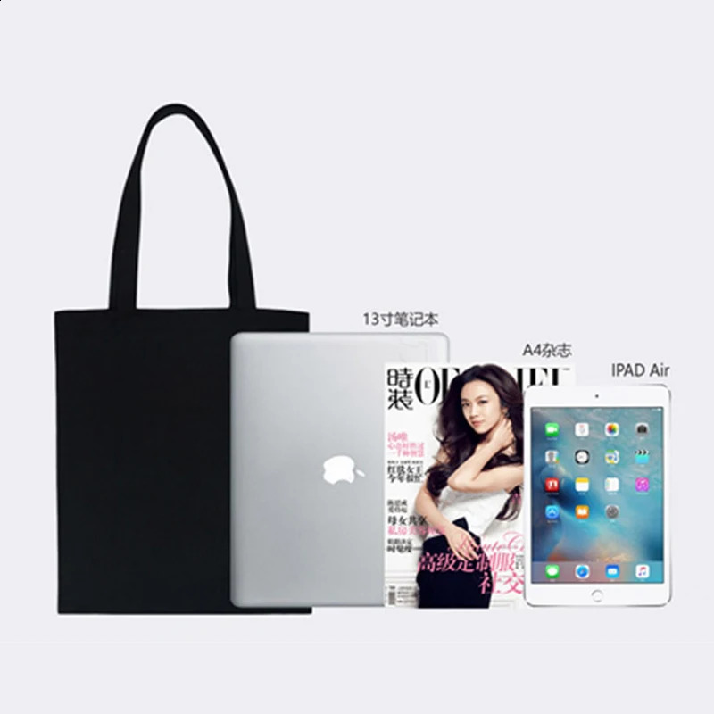 women Solid Canvas Casual Tote shoulder bags for girls female DIY handbags eco friendly shopping bag y240925