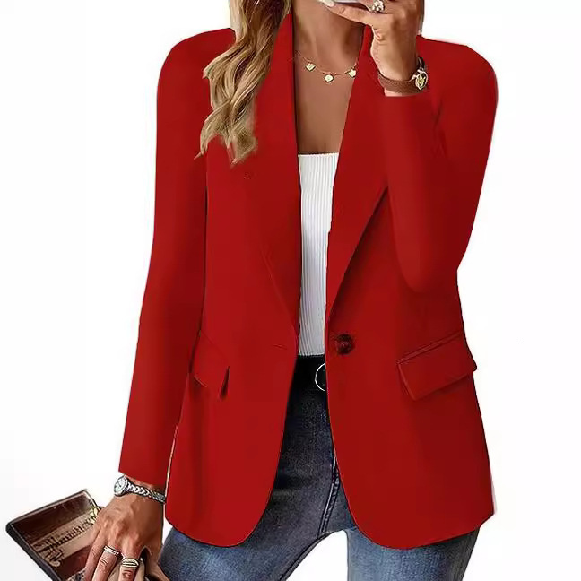 2024 autumn long sleeved solid color cardigan, small suit jacket for women