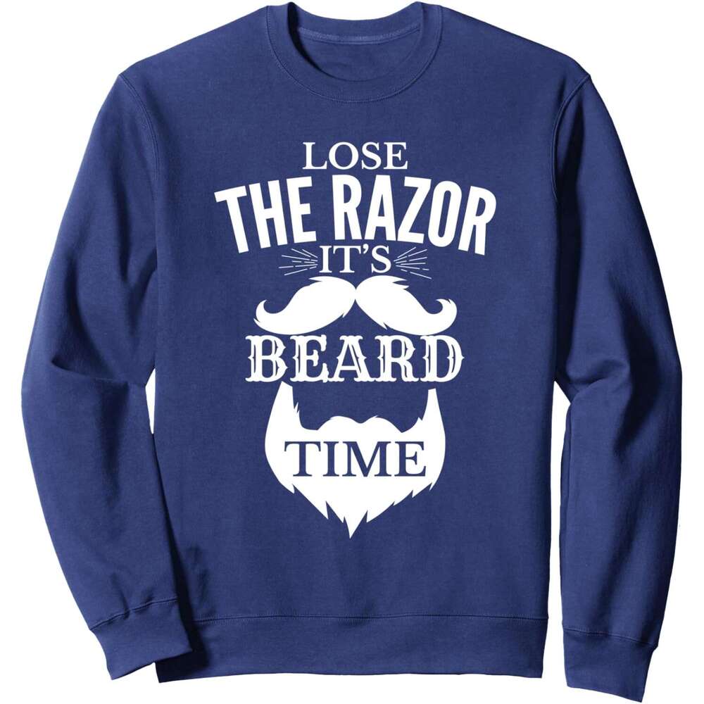 Long Sleeve Shirts for Men sweatshirt Loose The Razor It Is Beard Time Hipster Sweatshirt T shirt Tee Streetwear Casual tops clothes