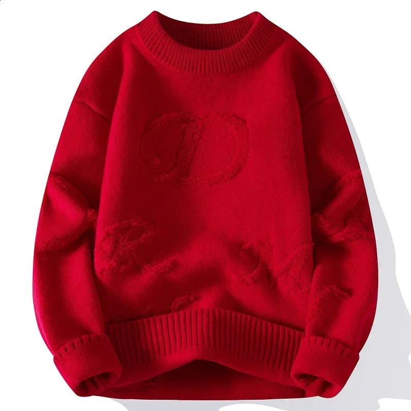 winter cashmere sweater mens high-end thick warm mens Christmas skydiving pull mens fashion letter knitting 240829