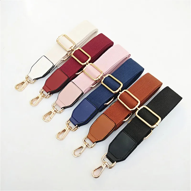 Pure Color Cotton Webbing With Pu Leather Long Shoulder Strap Adjustable Shoulder Messenger Bag Accessory Bag Obag 240821