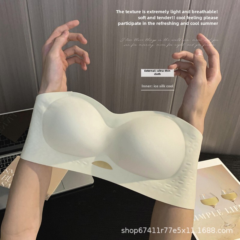 Strapless for women in summer, thin design, small chest, gathered together, slip, anti glare, no trace, invisible beauty back wrapped, strapless bra d