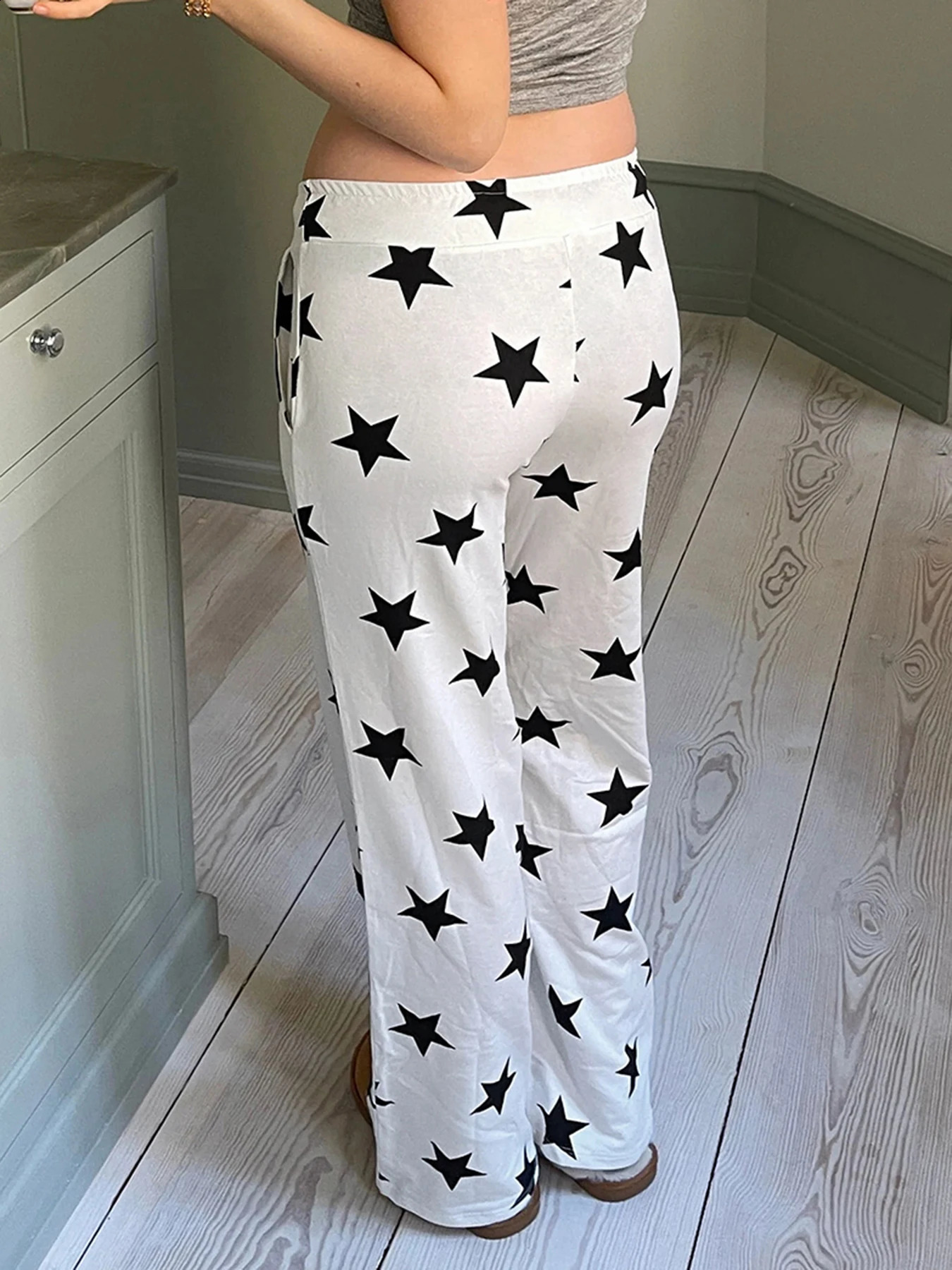 Cuteandpsycho Star Print Y2K Chic Pants Lace Street Clothing Jogger Sports Fashion Korean Harajuku Aesthetics 2000 Trousers 240821