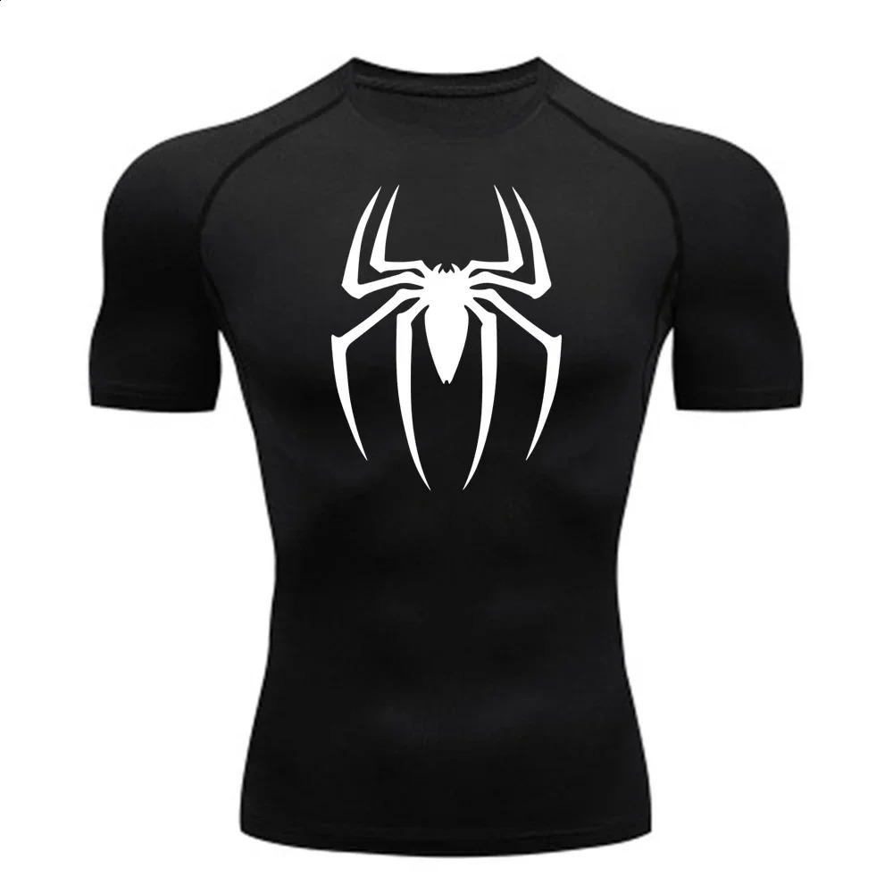 Mens Spider Print Compression Shirt Quick Dry TShirt Gym Running Jersey Breathable Short Sleeve Spring Summer M3XL 240820