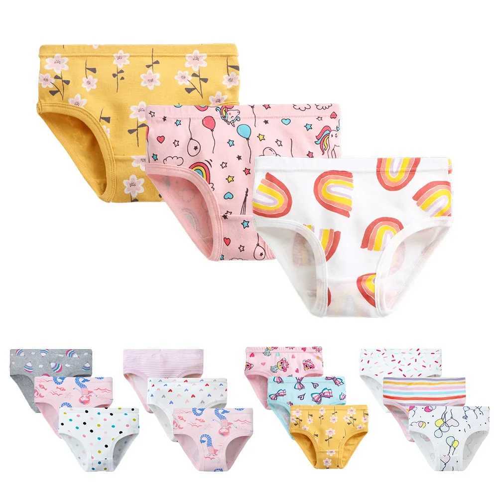 2-7 Years Girls Panties 3pcs Per Pack Cotton Student Kids Underwear Teen Panties Young Puberty Girls Underpant Y240821