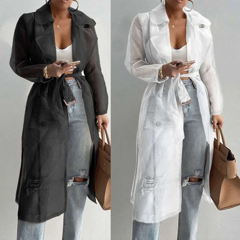 Fashion Women Mesh Jacket Puff Sleeve Sunscreen Shirt Lace Up Summer Thin Coat 240820