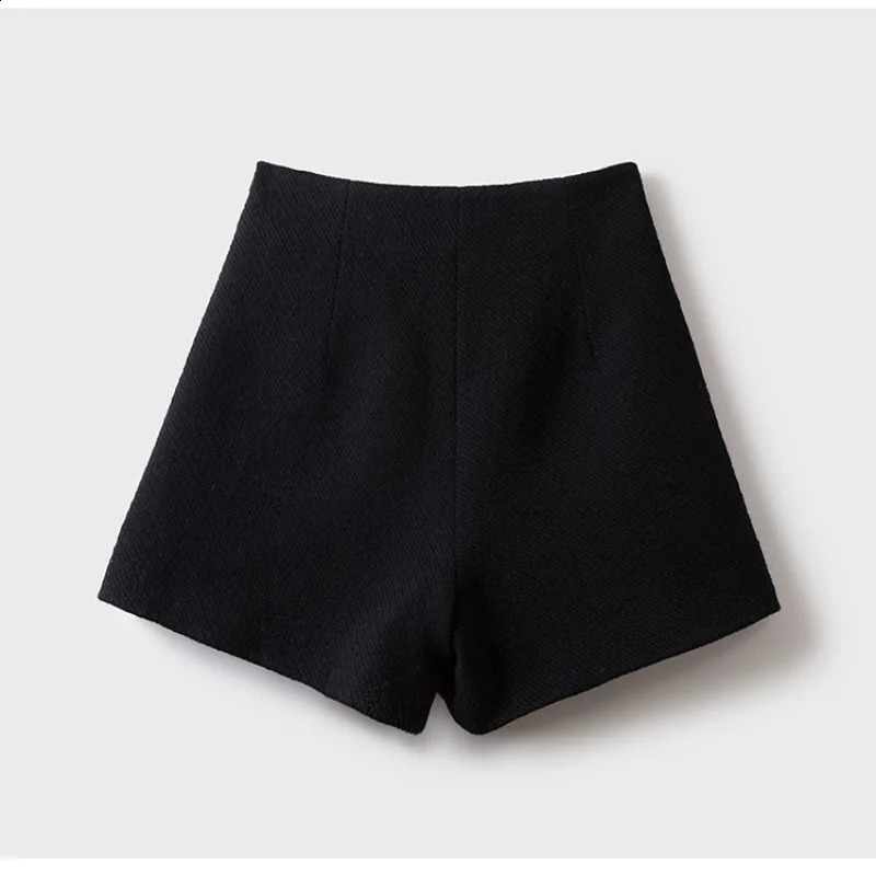 Autumn Winter Patchwork Zipper A-line Shorts Solid High Waist Button A-line Wide Leg Pants Skirt Fashion Casual Women Clothing 240820