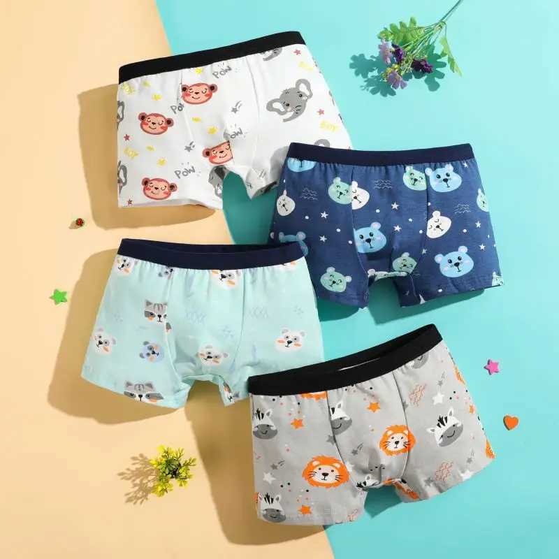 4 PC Boys Cotton Underwear Assorted Cars Patterns Boys Boxers Briefs Breathable Children Boxer Shorts For 3-12 Y Y240821