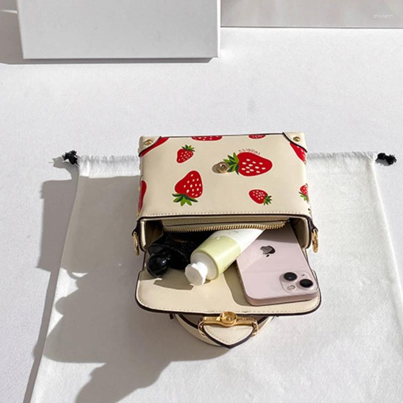 Evening Bags Fancy Strawberry Print Crossbody For Women Mini Handbag Small Ita Bag Shoulder Bolsos Para Mujer Female Sac