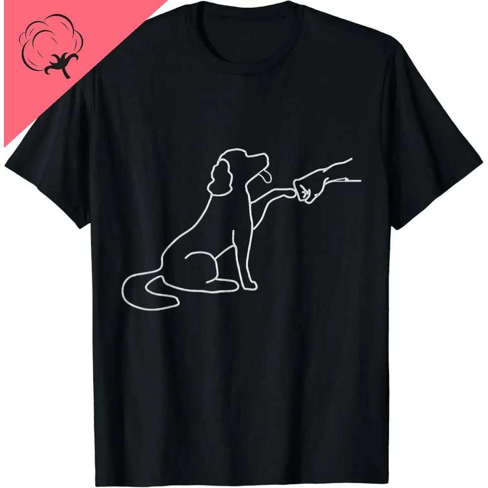 People and Punch Hand Dog Man Friendship Bump Dog's Paw T-Shirt Men Women Clothing Pet Streetwear H 's