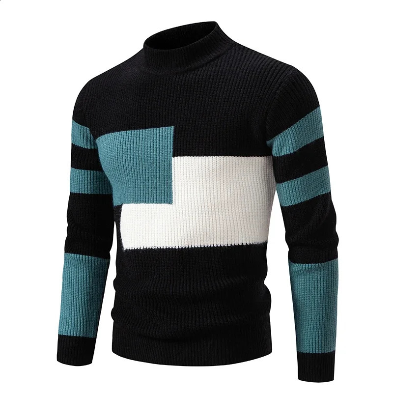 AutumnWinter Mens Warm Sweater Knitted with Sheep Wool 240821