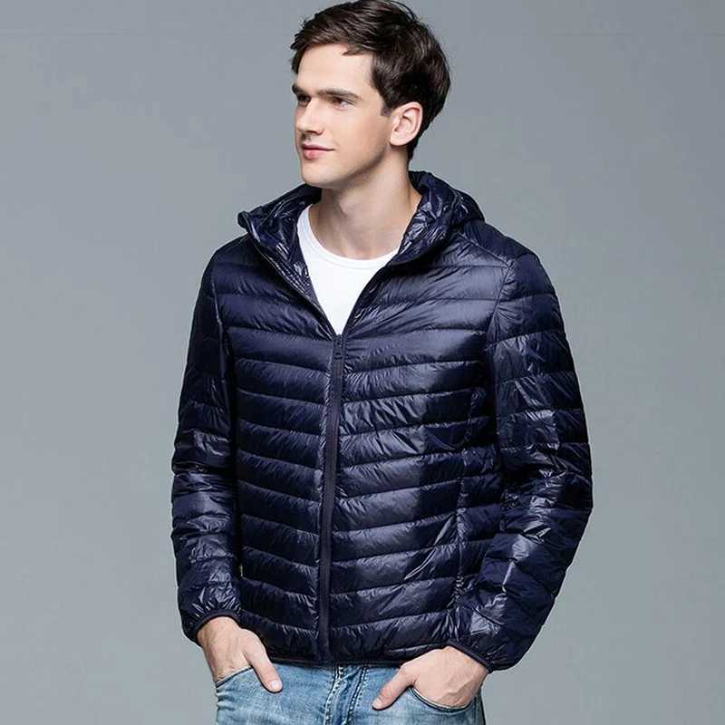Puffer jacket Autumn Winter Men Duck Down Jacket Ultra Light Thin Warm Jackets Man Streetwear Feather Parkas Male Hooded Coats Plus Size 5XL M240821