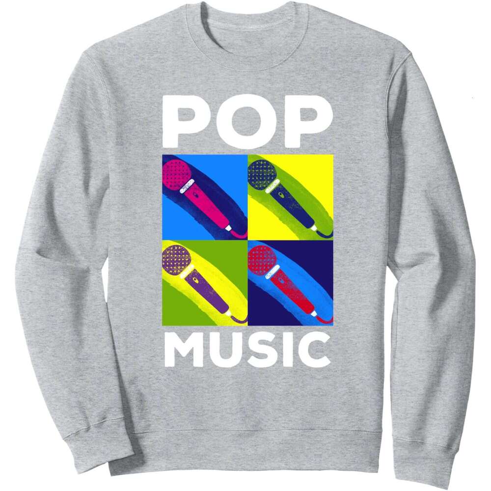 Long Sleeve Shirts for Men sweatshirt Pop Music Vintage Multicolored Microphones DJ Gift Sweatshirt T shirt Tee Streetwear Casual tops clothes