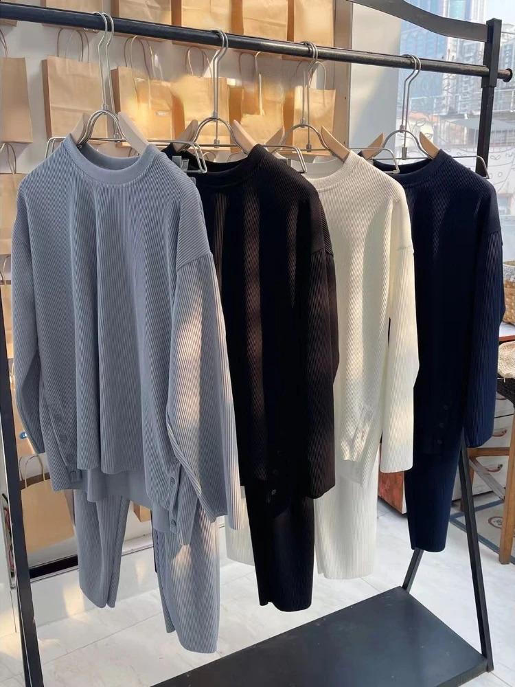 Juspinice mens track and field clothing autumn plus wool sweater two-piece set casual ultra-fine solid mens sports clothing Trouser mens set 240827