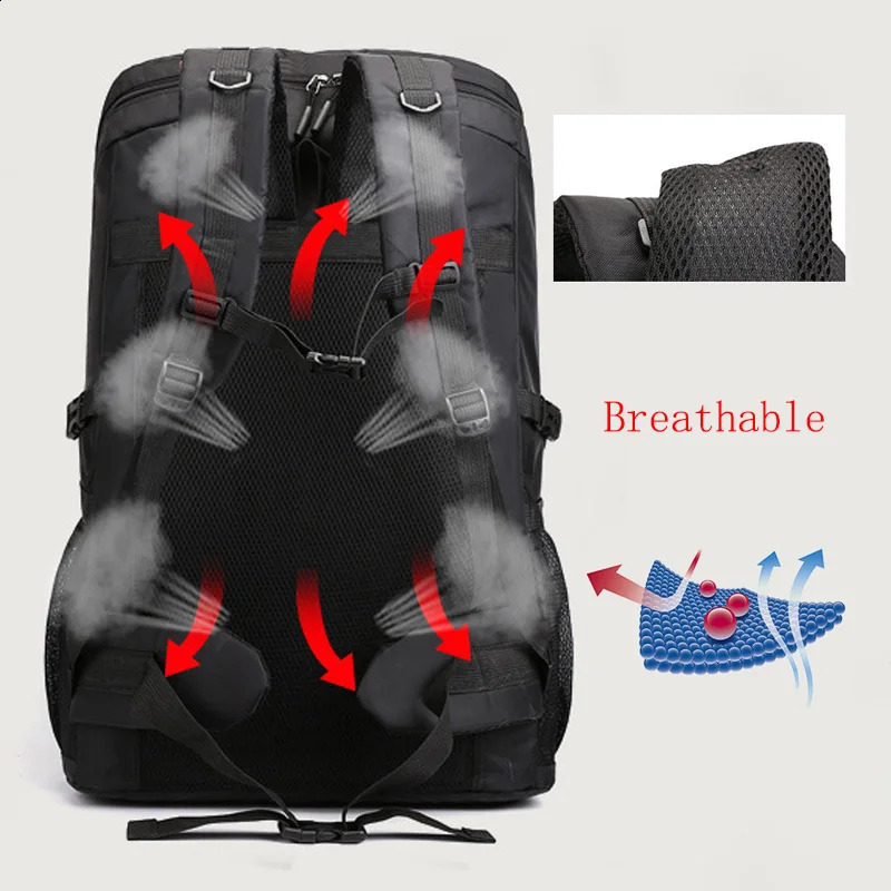 Outdoor camping waterproof laptop backpack for men large capacity hiking unisex 240820