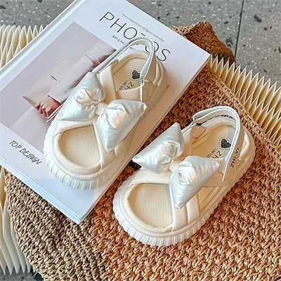Girls Butterfly Open Black/Beige/Purple Fashion Sandals Girls New Summer Synthetic Leather Outdoor Sandals W240821