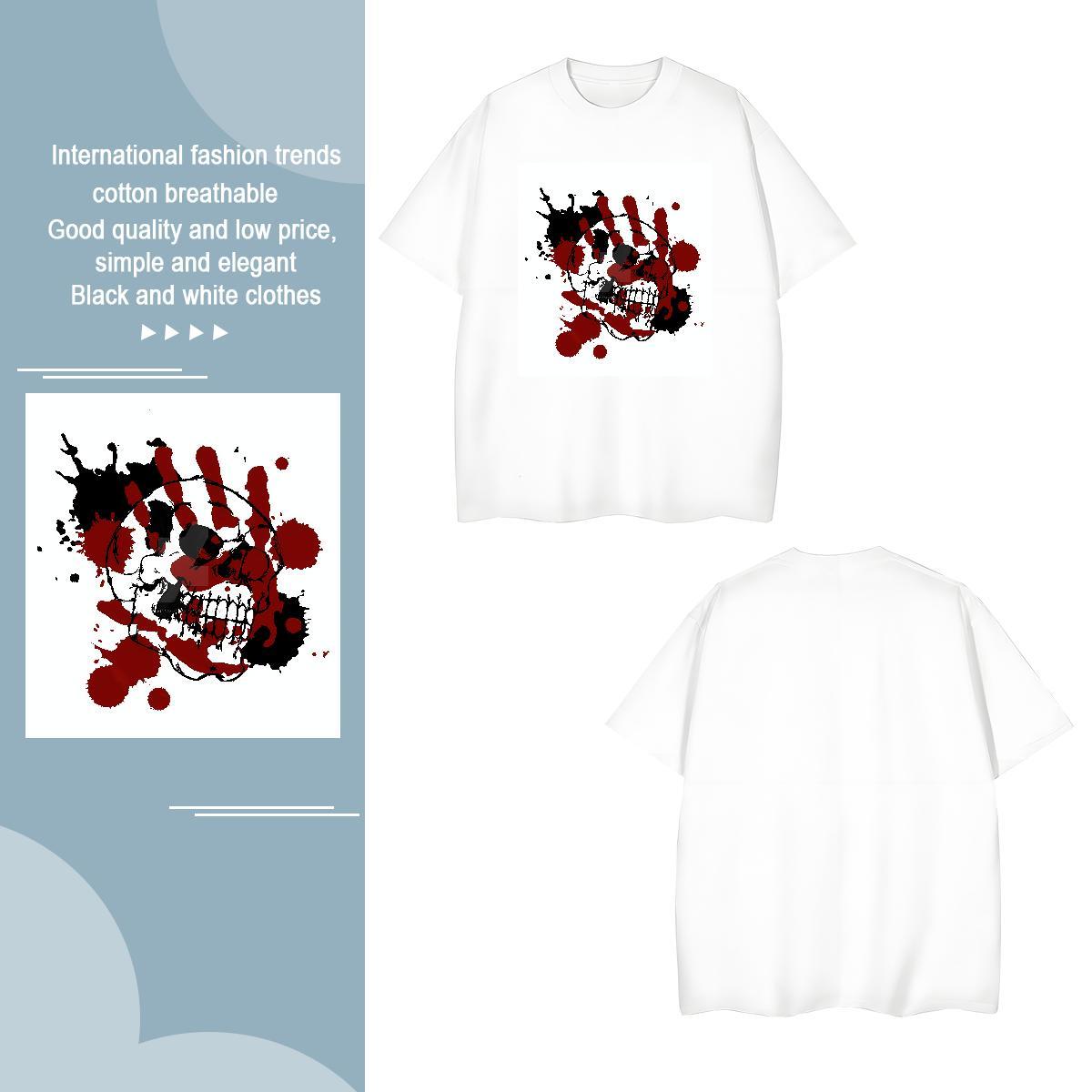 2024 New scary Men Tops Tees 100% Cotton 230g T-Shirts DIY Beach Crew Neck Wholesale Wear