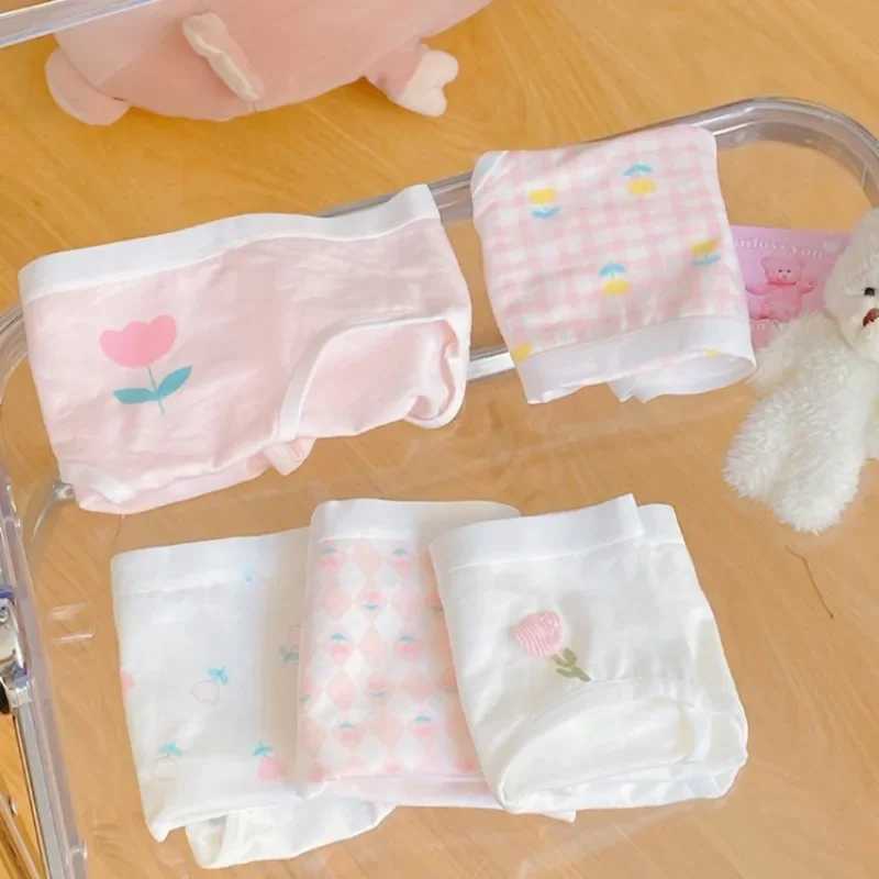 5PCS Maiden Cotton Soft Antibacterial Panties for Girl Cute Print Knickers 8+y Young Child Underwears Kid Thin Breathable Briefs Y240821