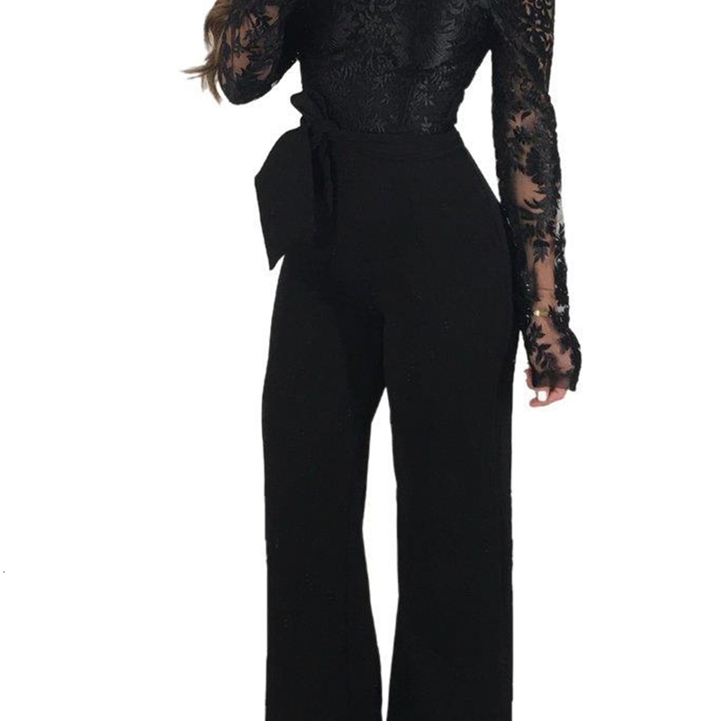 Womens Elegant Off Shoulder Long Pants Wide Leg Jumpsuits Floral Embroidery Lace See Through Cocktail Club Party Evening Rompers 240820