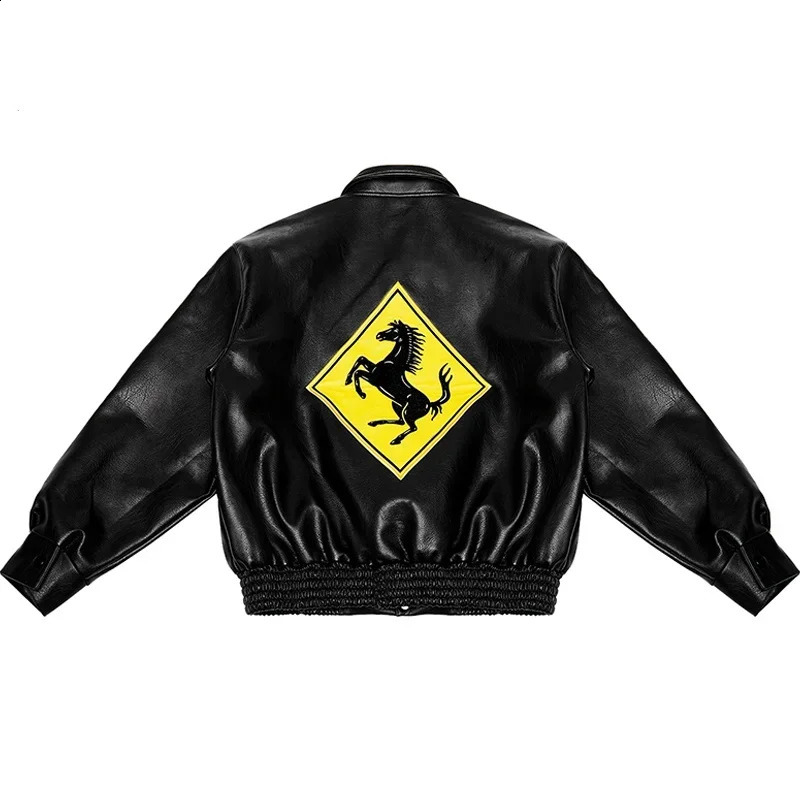 Hip Hop Men Bomber Jacket Motorcycle Embroidery Leather College Style Fashion Casual Varsity Jacket Unisex Baseball Coats 240820