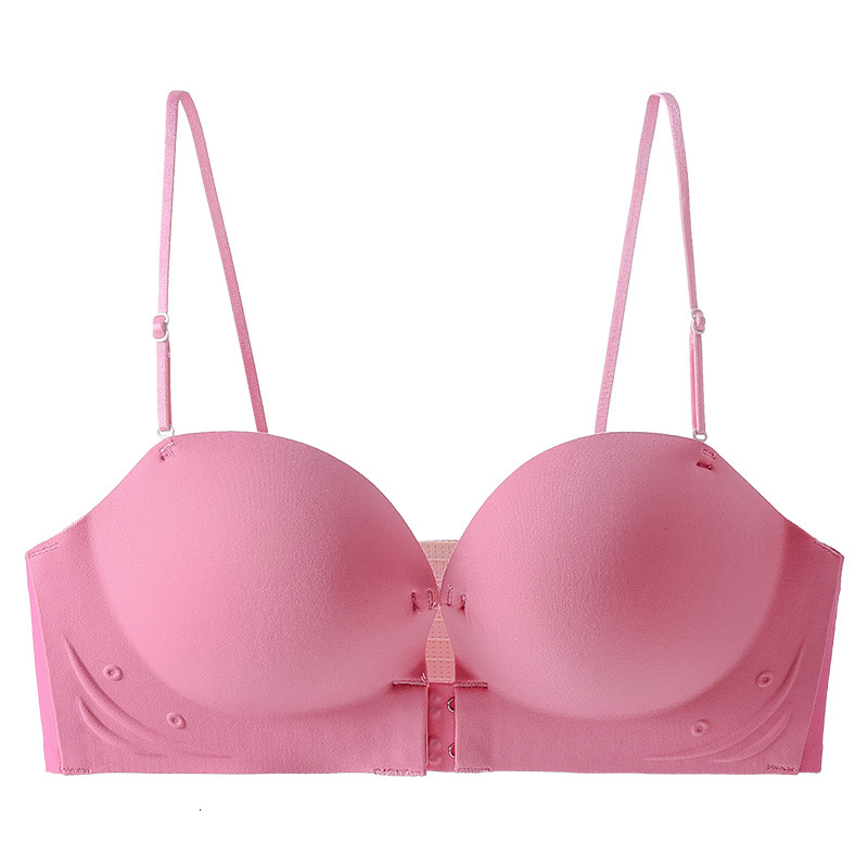 Front button strapless bra for women, small chest that gathers together to show off. The upper support is non slip seamless, with a beautiful back and