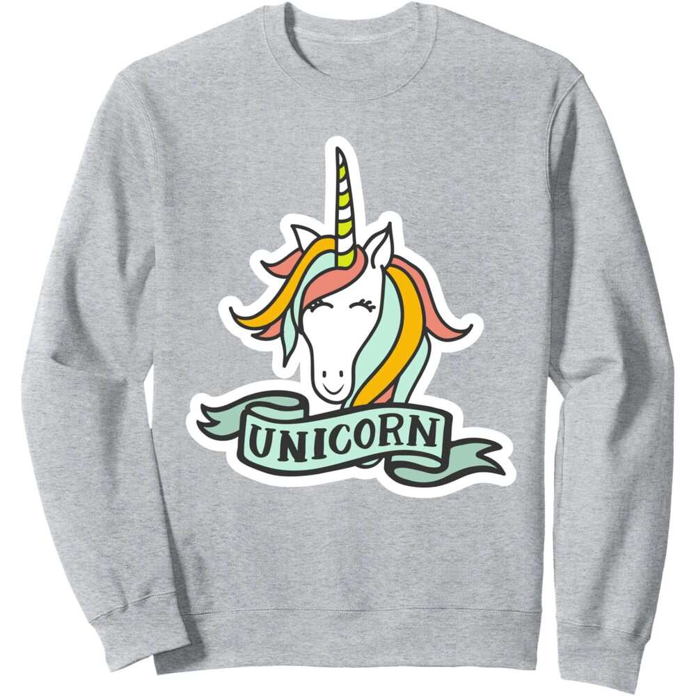 Long Sleeve Shirts for Men sweatshirt Magical Happy Unicorn Fun Cute Lovely Colorful Sweatshirt T shirt Tee Streetwear Casual tops clothes