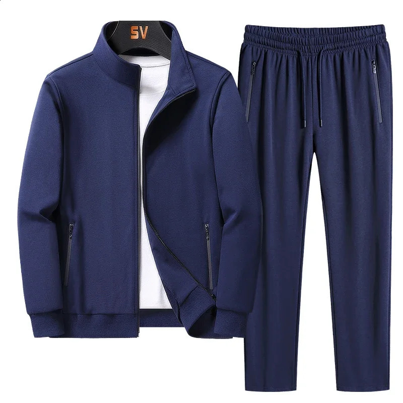 Mens Spring and Autumn Mens Sportswear 2-piece Set Sportswear JacketPants Sportswear Mens Track and Field Wear Asian Size 6XL 7XL 8XL 240827