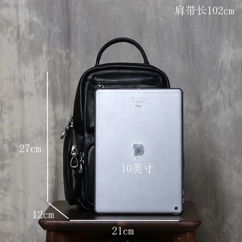 mens leather luggage casual multifunctional top layer denim cross body bag womens backpack large capacity 240820