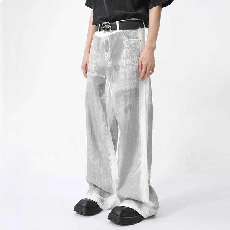 IEFB Summer Mens Jeans High Street Trendy Unique n Feeling Hand Painted Dirty Denim Pants Trendy Trousers 9C5898 240821