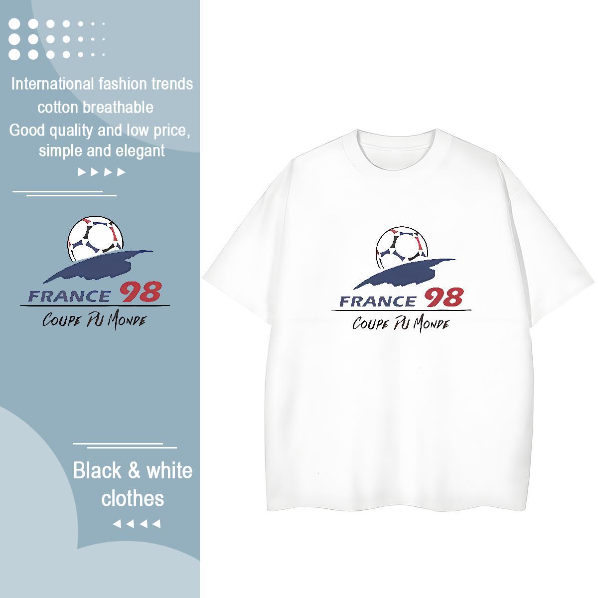 2024 Casual T-Shirts O-Neck Short Sleeve 230g Pure Cotton Unisex Tshirts DIY Anime Printed football Sport Loose Clothes Shirt