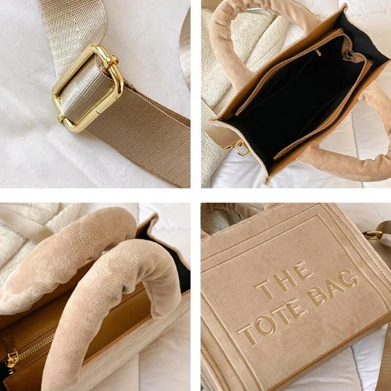 Fashion Tote Handbags - Chic Square Velour Crossbody Bag, Elegant Letter Print Shoulder Bag Women, Lightweight For Daily Use New Free Delivery Designe