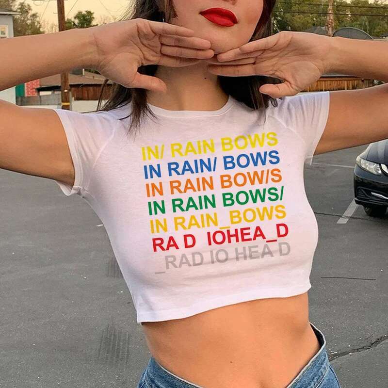 T Radiohead Shirt Crop Top Women Fashion Summer Hip Hop Tops T-shirt Unisex Rock Band Y2k Graphic Tees Female Tshirt Cropped op ops -shirt ees shirt p