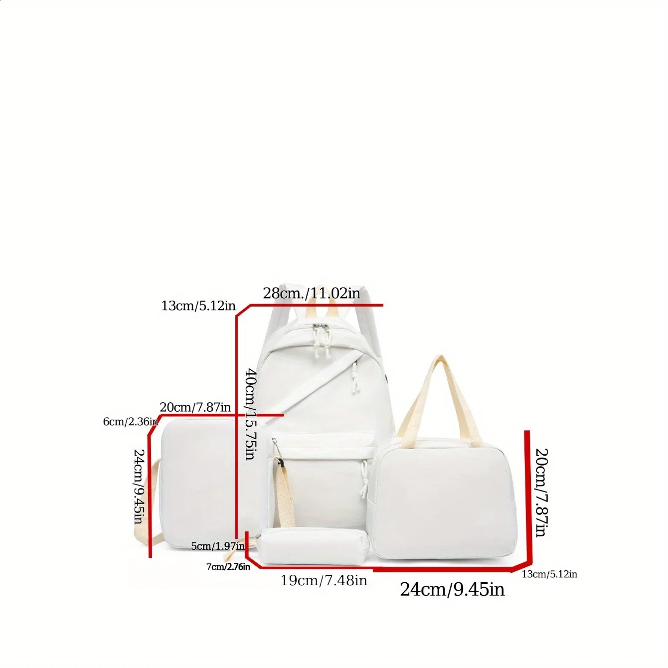 4piece set of large capacity nylon solid color backpacks handbags and pencil cases for casual fashionable school 240820