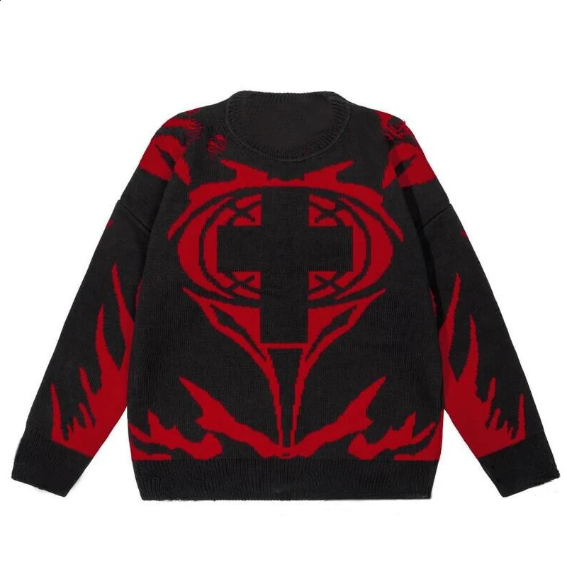 Hip Hop Sweaters Grunge Vintage Knitted Punk Streetwear Jumpers Men Women Harajuku Fashion Pullover Casual Autumn Sweater 240821