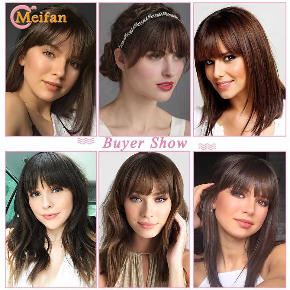 MEIFAN black matching red and pink bangs top with air bangs sandwiched at the edge of hair invisible seamless synthetic natural bangs W240817