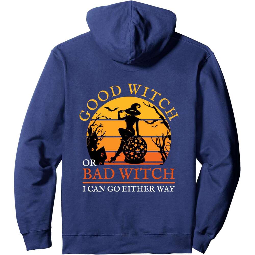 Hoodie for Mens Womens Good Witch Or Bad Witch I Can Go Either Way Adult Halloween Pullover Hoodie Graphic Hoodies sweatshirt Pullover Long Sleeve 202