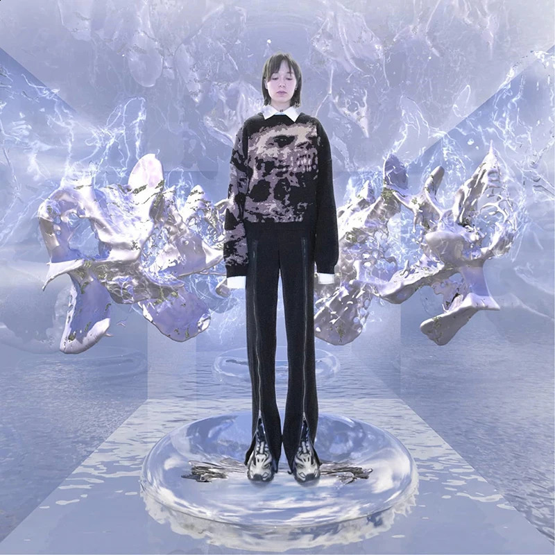 Gothic Skeletons Pullover autumn Harajuku Cotton sweater women Oversized Sweater Hip Hop Knitted Sweater men Streetwear Y2K 240821