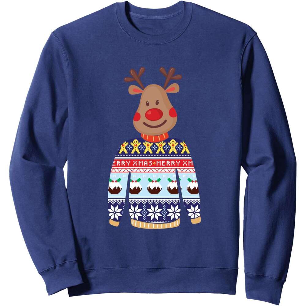 Long Sleeve Shirts for Men sweatshirt Reindeer With Merry Christmas Sweater Funny Holiday Sweatshirt T shirt Tee Streetwear Casual tops clothes