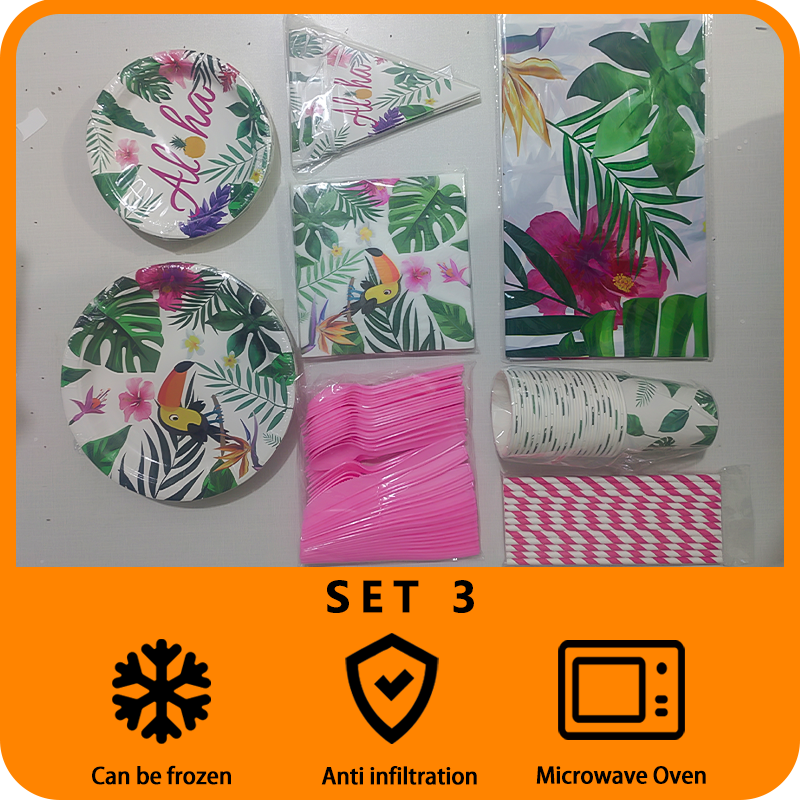 Tropical Rainforest Birthday Decoration Tableware Set Suitable for Theme Party Birthday Supplies