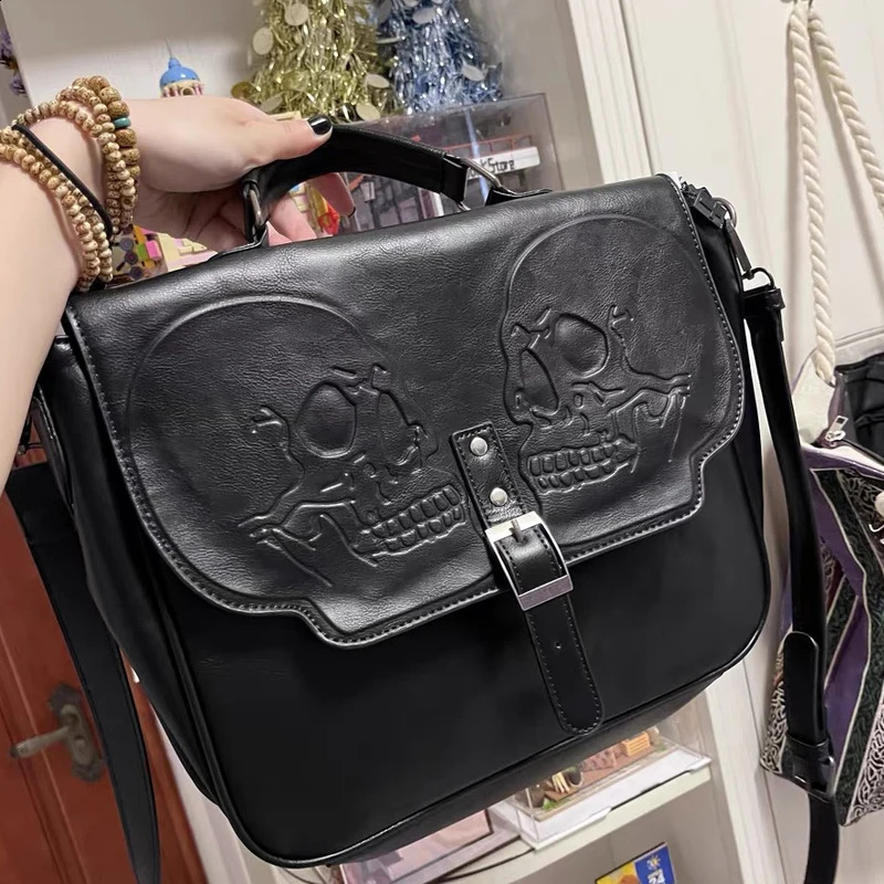 England Style Messenger Bag For Womens er Handbag Purses In Printed Embossed Head Rivet Briefcase Shoulder 240820