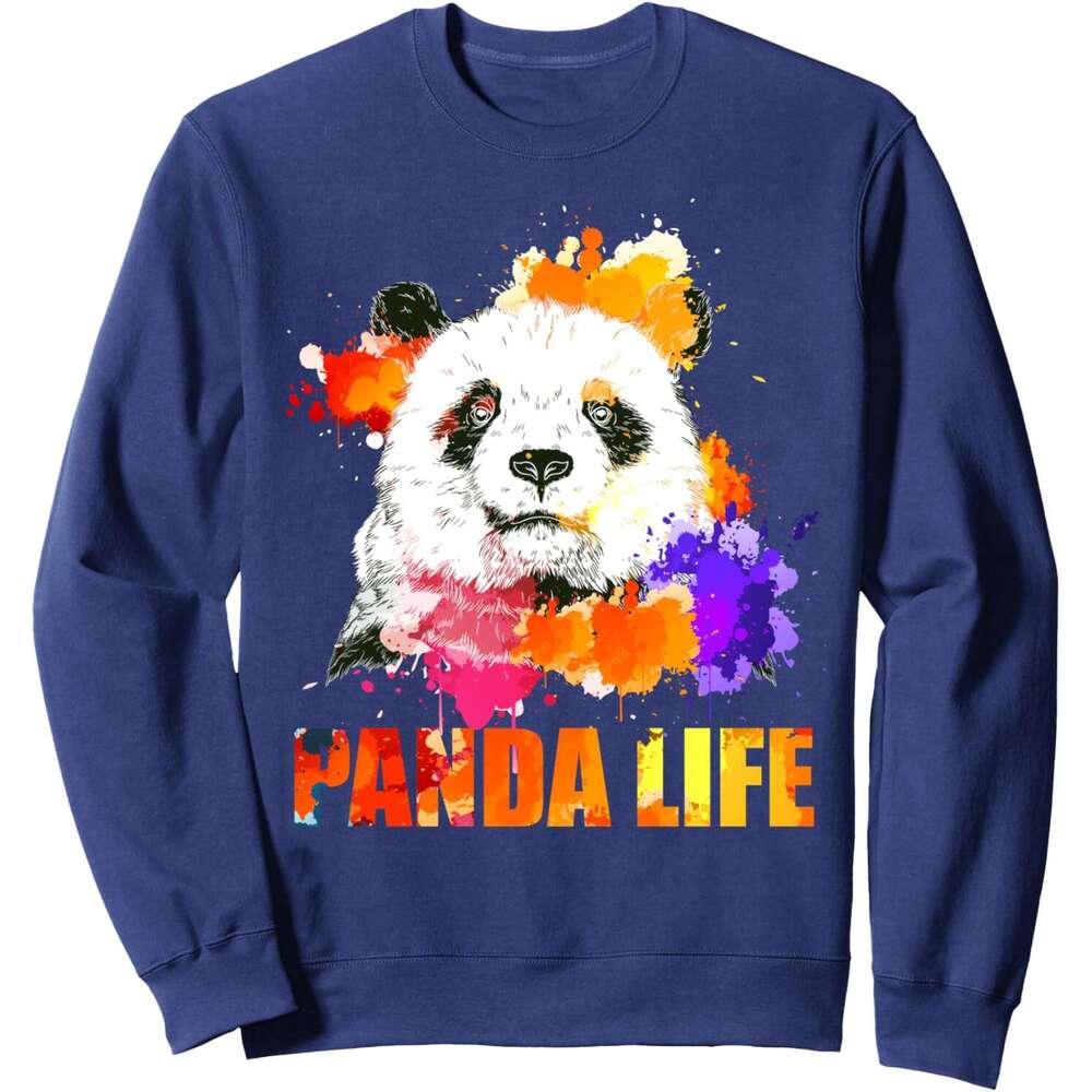 Long Sleeve Shirts for Men sweatshirt Panda Life Art Color Splash Funny Animal Gift Sweatshirt T shirt Tee Streetwear Casual tops clothes