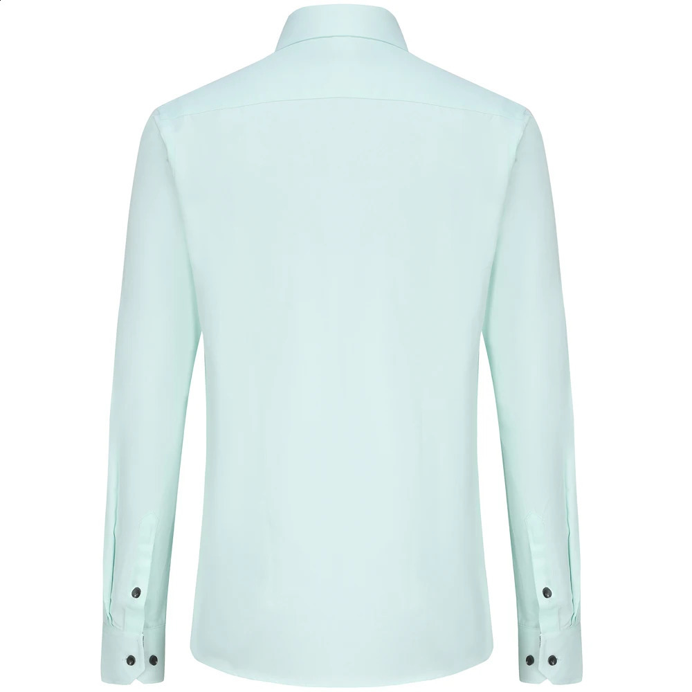 Mens Classic Long Sleeve Solid Basic Dress Shirts Comfortable Semi-formal Business Social Standard-fit Easy-care Office Shirt 240820
