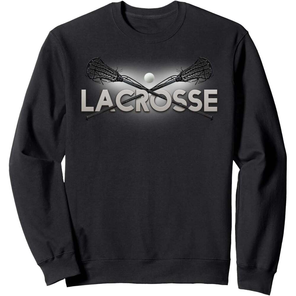 Long Sleeve Shirts for Men sweatshirt Lacrosse Black Crossed Stic and Ball Funny Gift Sweatshirt T shirt Tee Streetwear Casual tops clothes