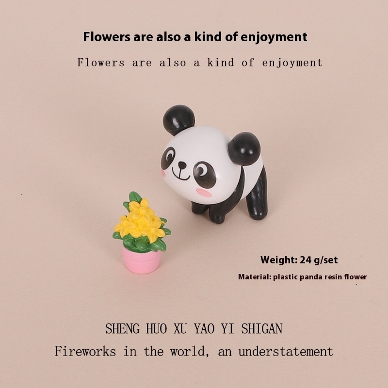 Plastic Mini Cute Panda Miniature Pottery Creative Desktop Small Ornament Micro Landscape Shooting Home Craftsmanship