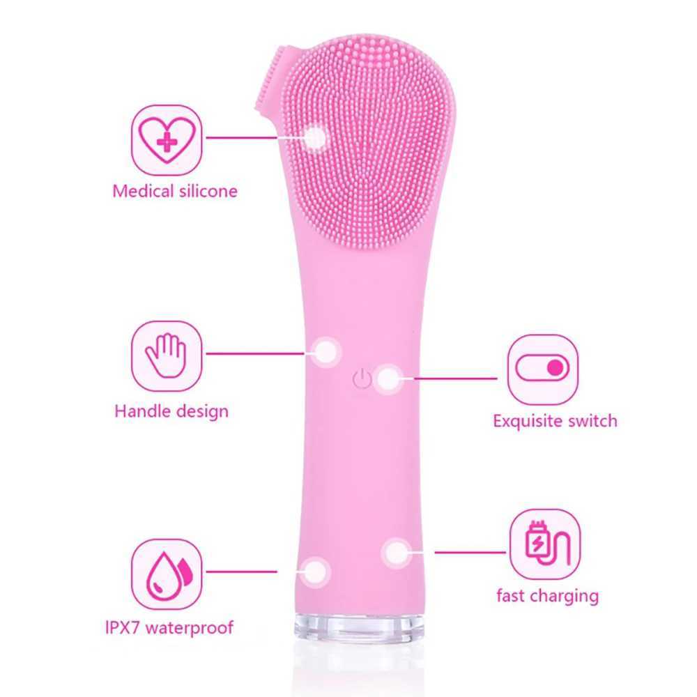 Silicone Facial Cleansing Brushes Electric Soft Facial Washer Ultrasonic Blackhead Face Cleaning Massager Brush Skin Care Tools Y240821